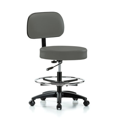 PERCH Walter Height Adjustable Exam Stool with Backrest and Foot Ring | Medium Bench Height 21-28.5" by Perch Chairs & Stools
