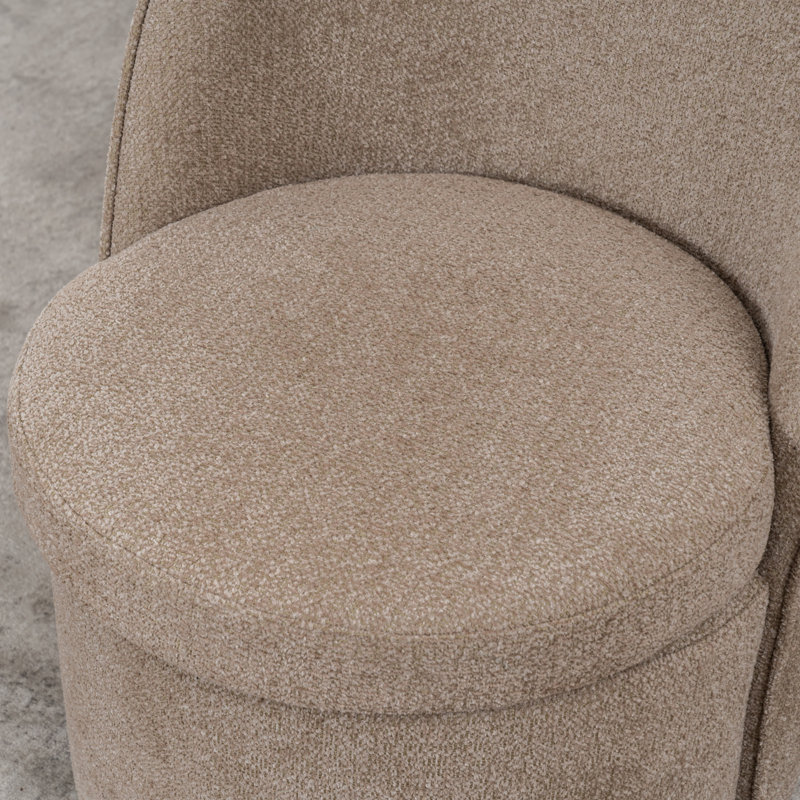 Upholstered Swivel Dining Chair, Boucle Fabric Barrel Kitchen Chair, Wingback Side Chair, Vanity Chair, Brown
