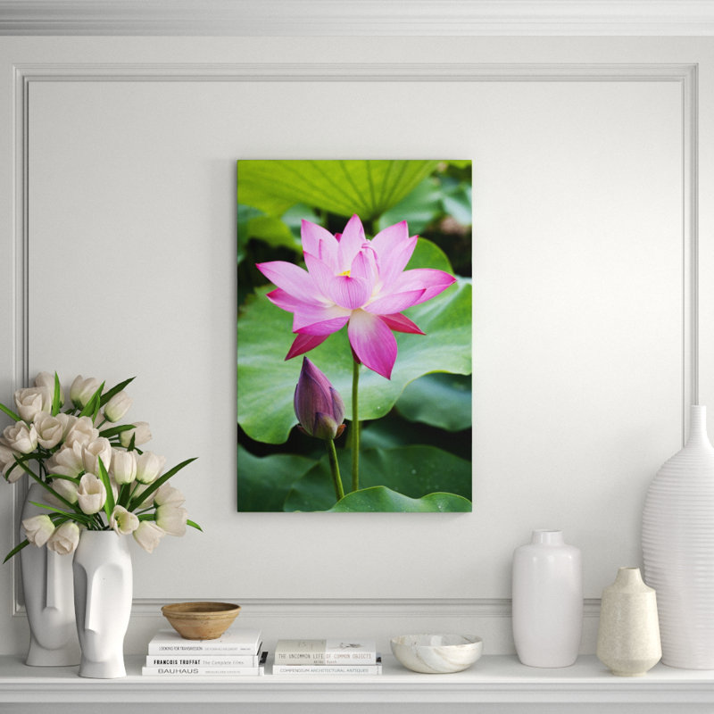 Purple Lotus Flower Bloom Print, 60" H x 40" W x 1.5" D