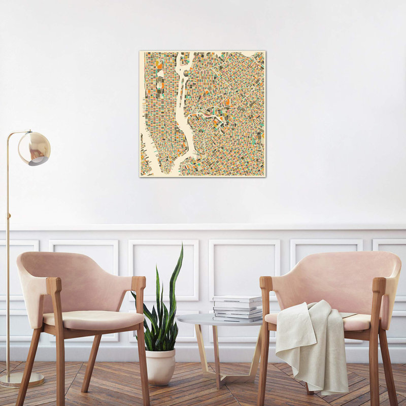 Abstract City Map of New York City 1 Piece Wrapped Canvas Wall Art, 66.04 cm H x 66.04 cm W x 3.175 cm D