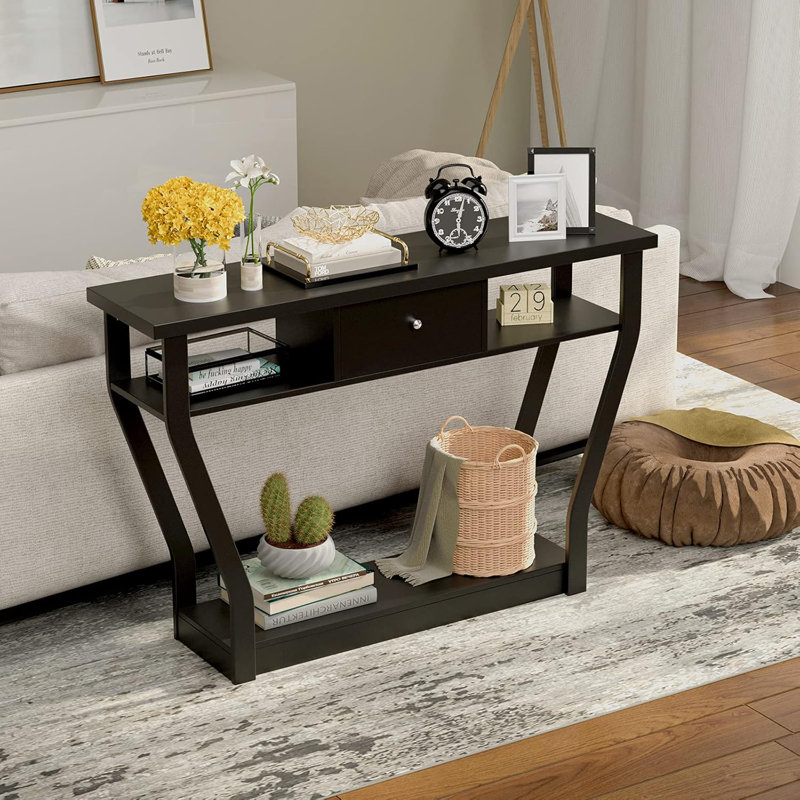 Modern Wooden Entryway Table With Drawer And Shelf, Multi-Functional Sofa Table For Living Room, Hallway, And Office