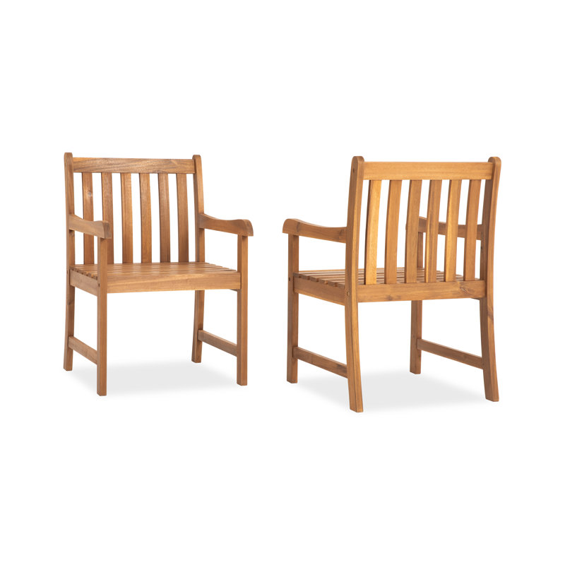 Ensemble de 2 chaises de patio en bois massif