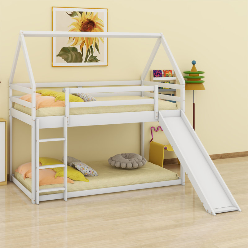 Aabidammar Kids Twin Bunk Bed, White