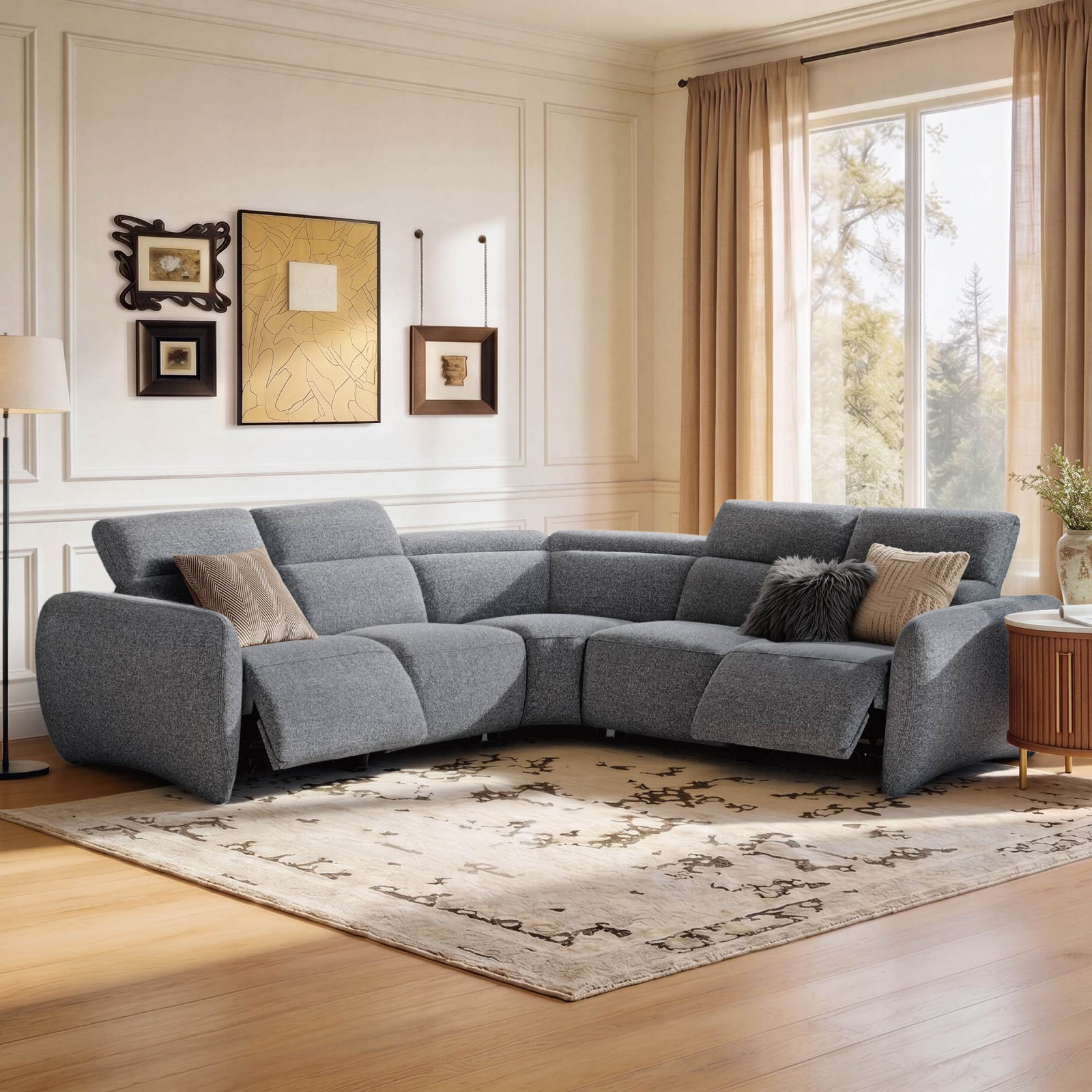 Astro Modular Sectional, Gray Polyester Blend