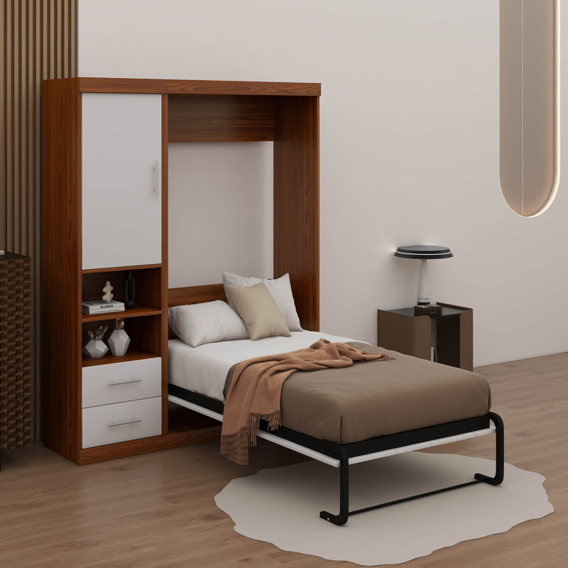 Lit escamotable simple avec armoire, Lit simple