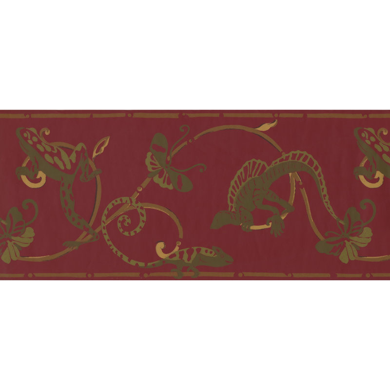 Bordure de papier peint papillon lézard, Rouge