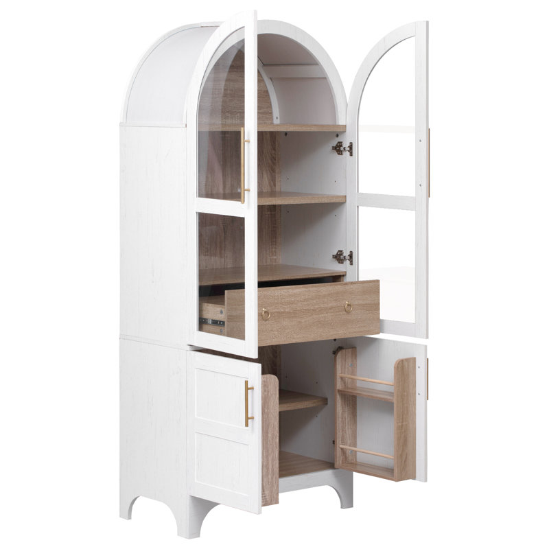 Tall Arched Kitchen Pantry Cabinet, White