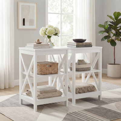 Modern X-Frame End Table with Storage, 23.6'' H X 15.8'' W X 15.8'' D(Set of 2)