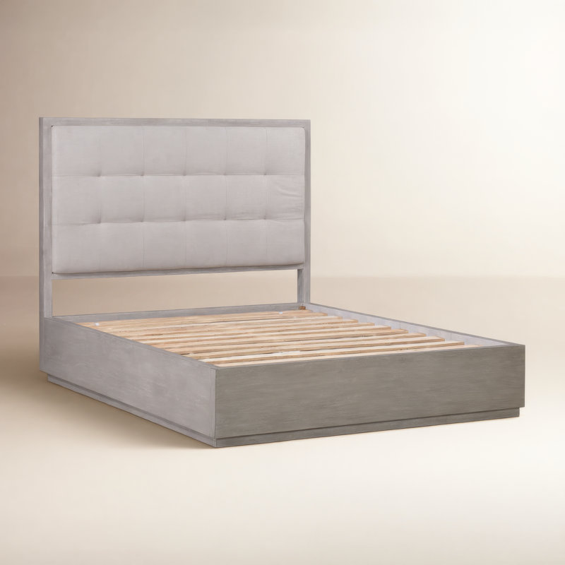 Upholstered Platform Bed, Queen, Bella Gray