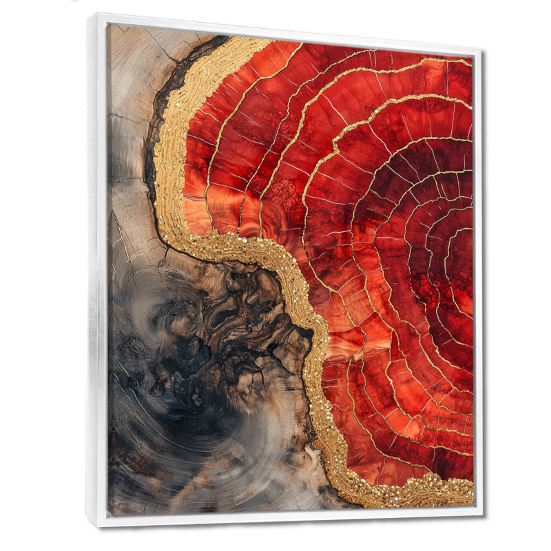 Cristaux de rubis et glissade sur bois Energy IV - impressions sur toile, H 32 po x l 24 po, Reproduction avec cadre flottant