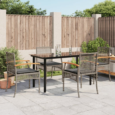 Hokku Designs 5 Piece Patio Dining Set With Cushions Beige Poly Rattan