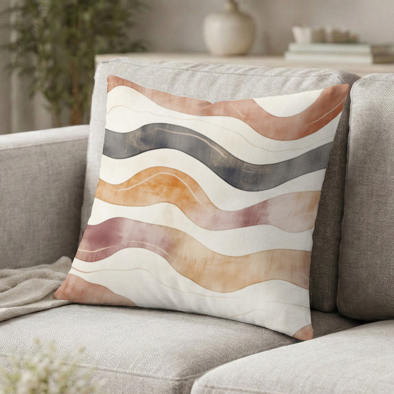 Coussin abstrait - Coussin Boho, H 16 po x l 16 po