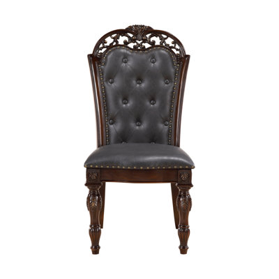 Ensemble de 2 chaises de salle à manger formelles rembourrées en similicuir capitonné