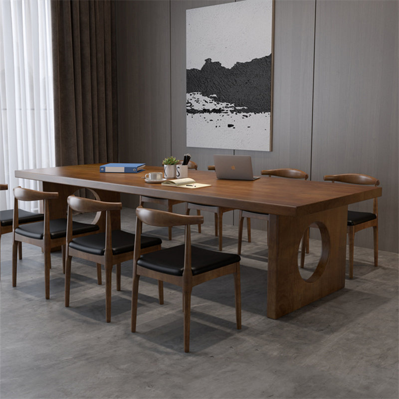 Table de conférence 94,49 po en bois massif brun de style industriel, H 29,53 po x L 94,49 po x l 39,37 po