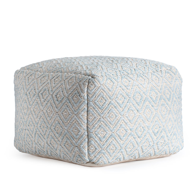 Flintridge Upholstered Pouf, Light Blue
