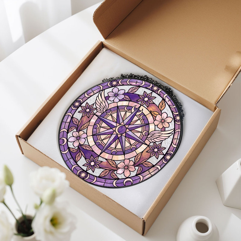 Vitrail Mystic Compass, vitrail, H 12 po, H 12 po