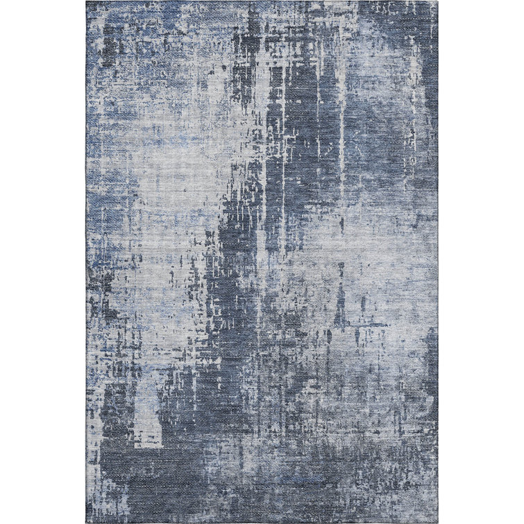 Premium Machine Washable Prisco Navy Rug