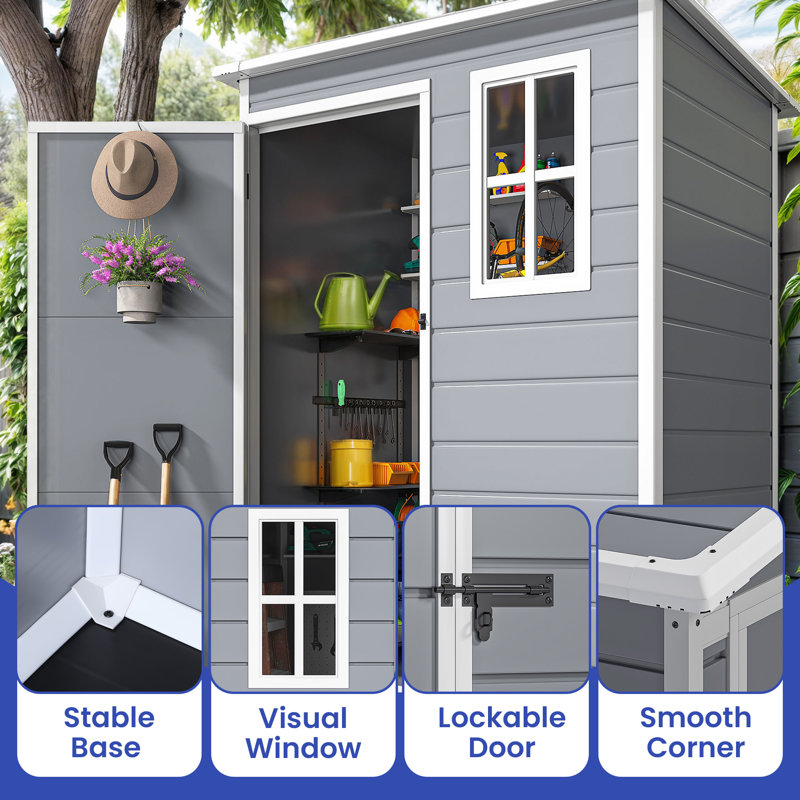5 ft. W x 3 ft. D Metal Vertical Storage Shed