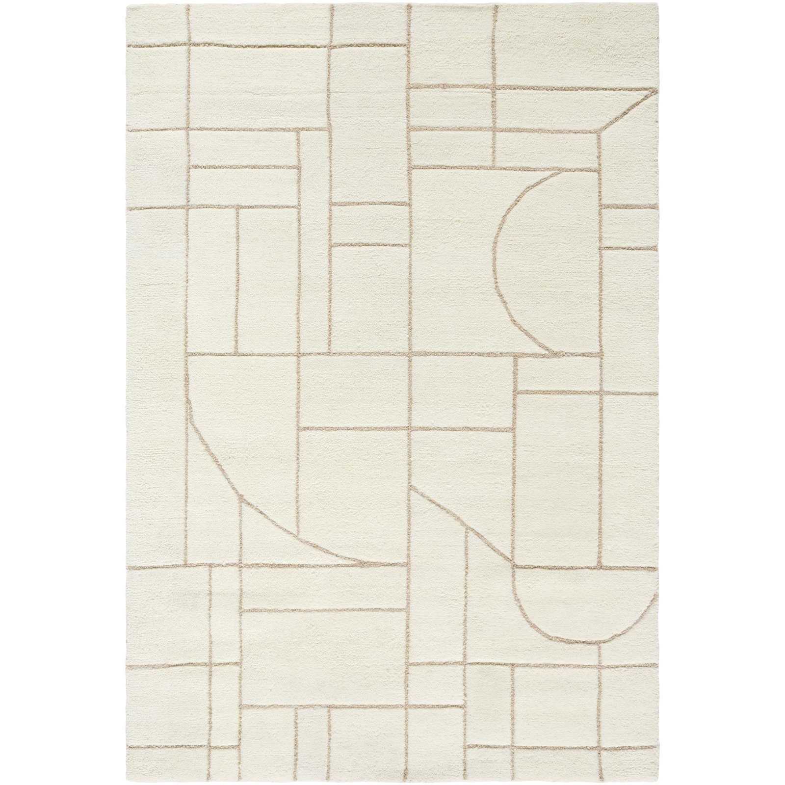 Lorette Hand Tufted Wool Cream Rug, Rectangle 9' x 12'