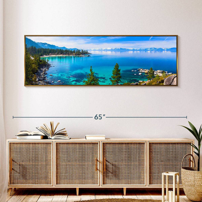 Tranquillité sur le lac Tahoe, Floating Frame Gold, 57" X 19"