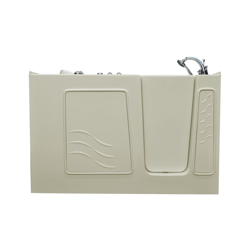 Tucson 60'' x 30'' Whirlpool Fiberglass Bathtub with Faucet, Biscuit, Right