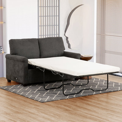 Kensington 54 in. Twin Pull Out Sleeper Sofa Bed with USB/Outlets