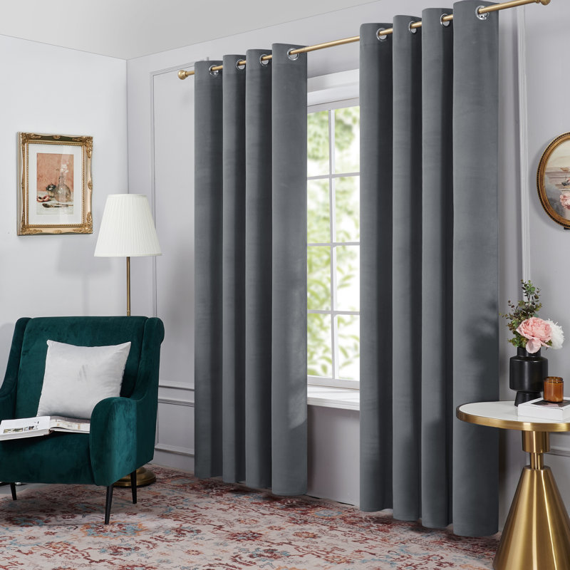 Zmari Blackout Curtain Panel Pair, 52" W x 84" L, Dark Gray