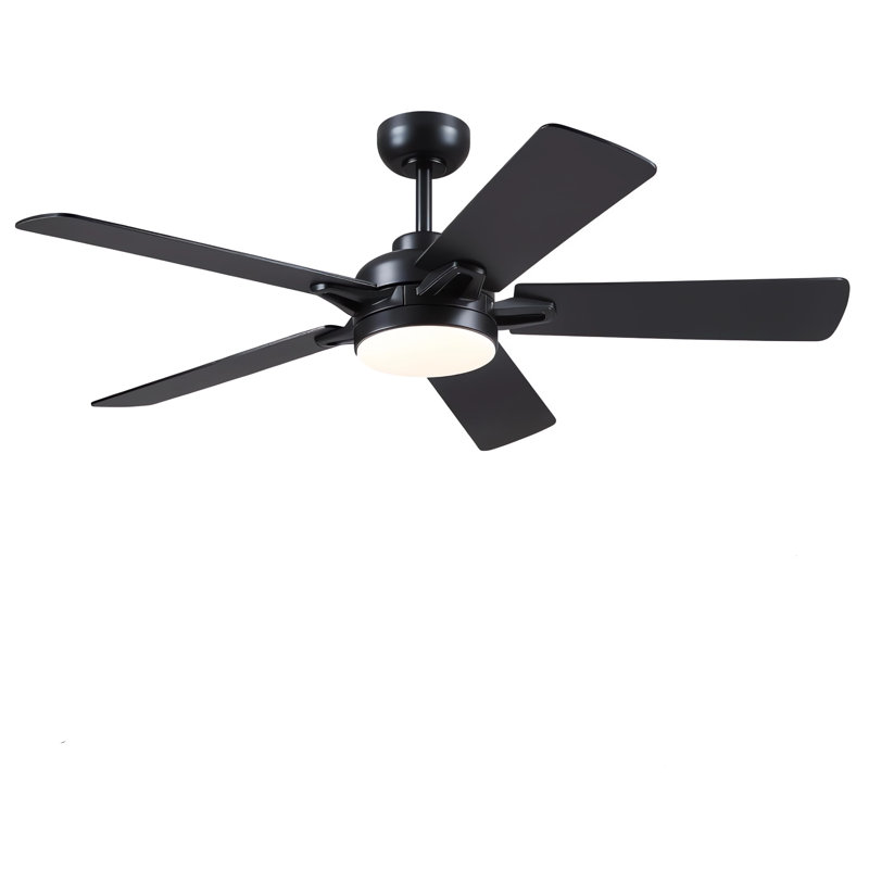 52 Inch Ceiling Fan With Lights And Remote Control,Low Profile Ceiling Fans With 5 Dual-Sided Blades And Reversible Dc Motor