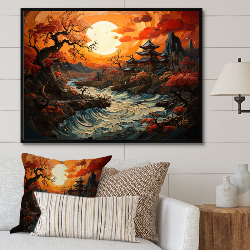 «China Art Dynastic Echoes IV», reproduction d'art sur toile, Cadre naturel flottant, H 12 po x l 20 po x P 1 po