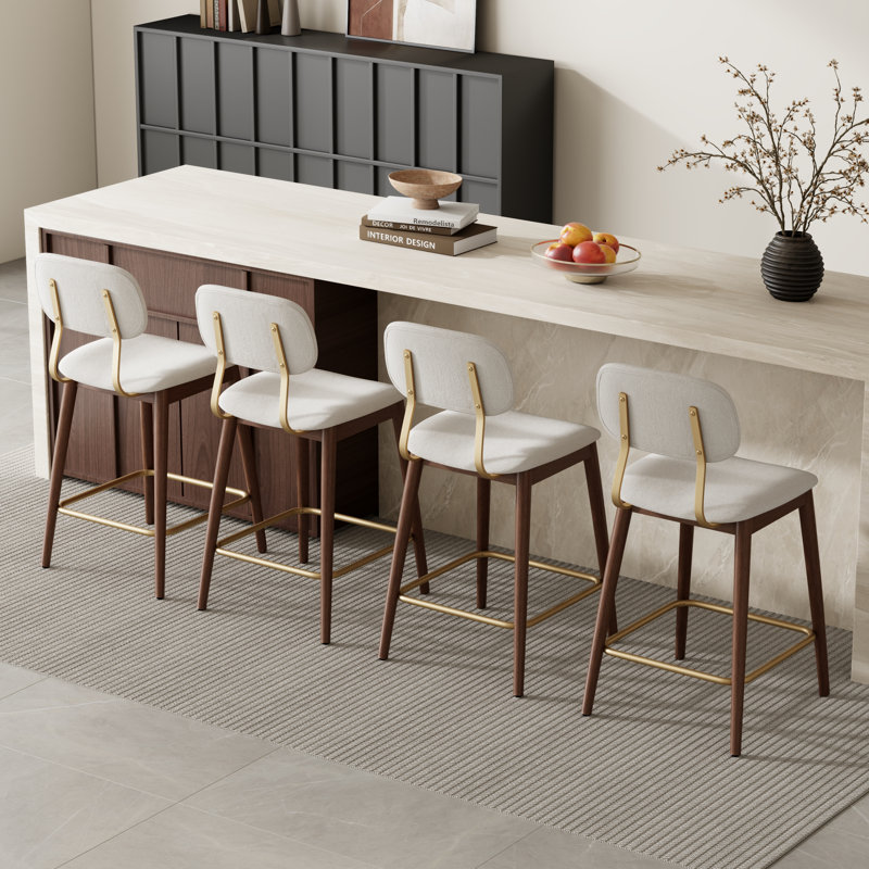 Ensemble de tabourets de bar à hauteur de comptoir, tabouret de comptoir rembourré avec structure en bois massif, Tissu, 4