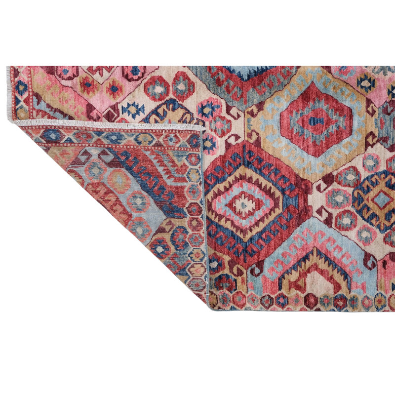 High-Quality Hand-Knotted Pink And Red Area Rug
