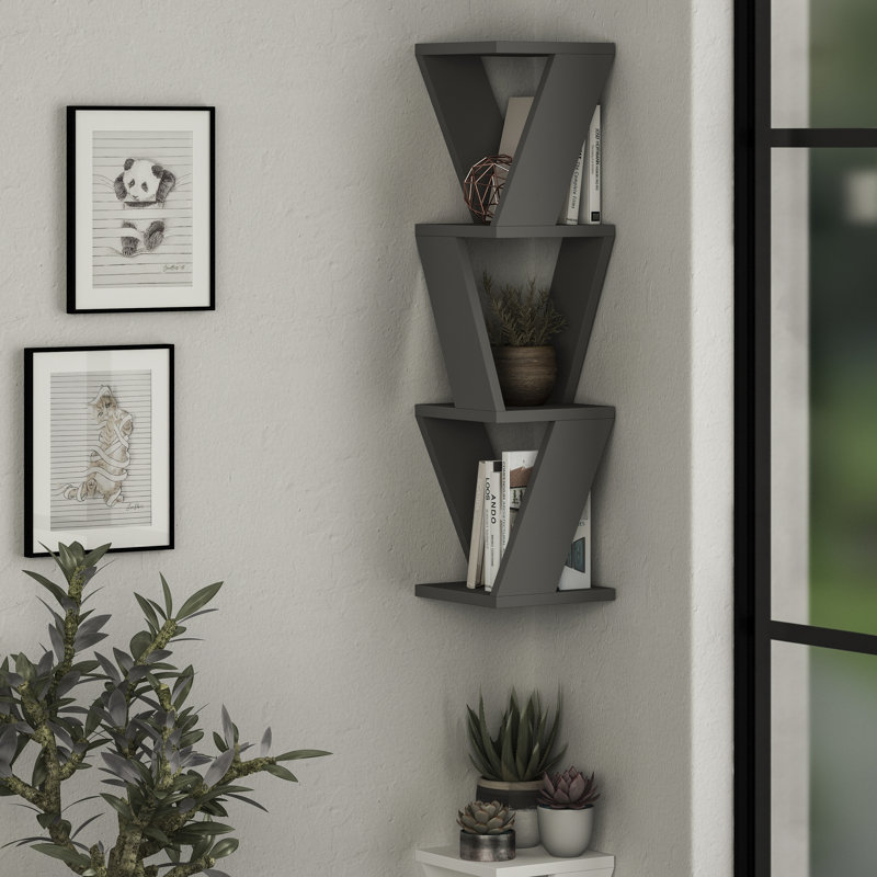 Areyanna 3 Piece Wall Shelf, Anthracite