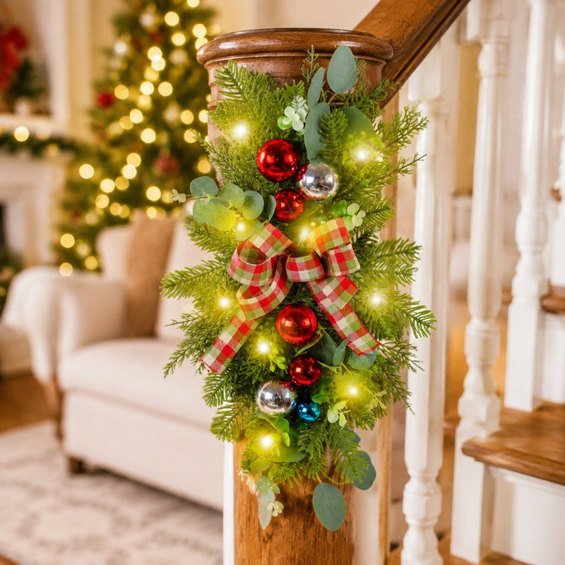 Guirlande lumineuse artificielle de Noël en forme de larme pour porte d'entrée