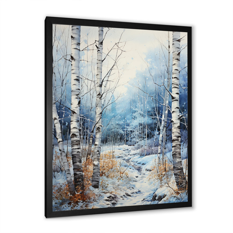 Virgus Birch Woods Winter Moonrise III, Cadre photo noir, H 20 po x l 12 po x P 1 po