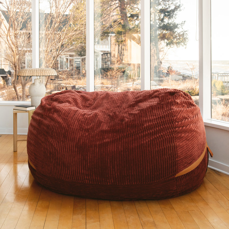 Big Joe Fuf 8Ft Giant Foam Bean Bag Chair, Oversized Couch with Removable Cover for Kids, Teens, Adults, Deep Terracotta Corded Plush, 8 foot