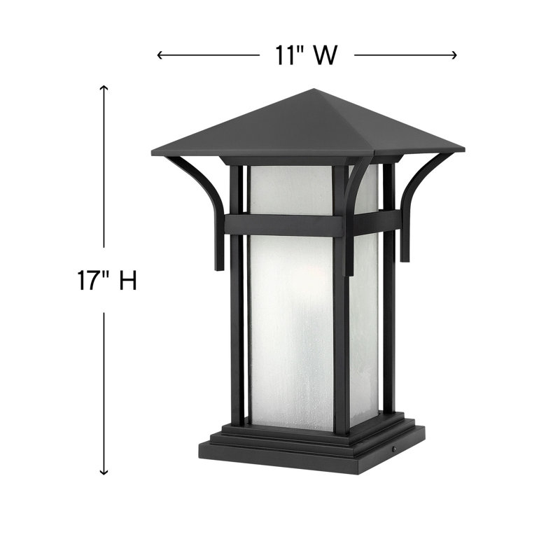 Harbor Single Light Outdoor Pier Mount Craftsman Lantern, Satin Black, MED