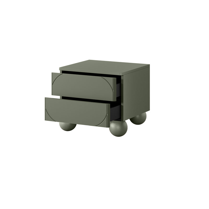 Gahagan 45cm W Manufactured Wood Bedside Table, Olive