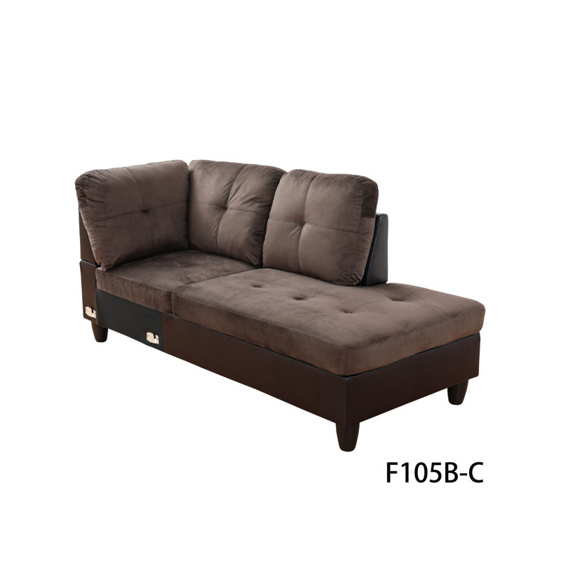 103.5" Wide Microfiber Sofa & Chaise, Right Hand Facing, Espresso Microfiber
