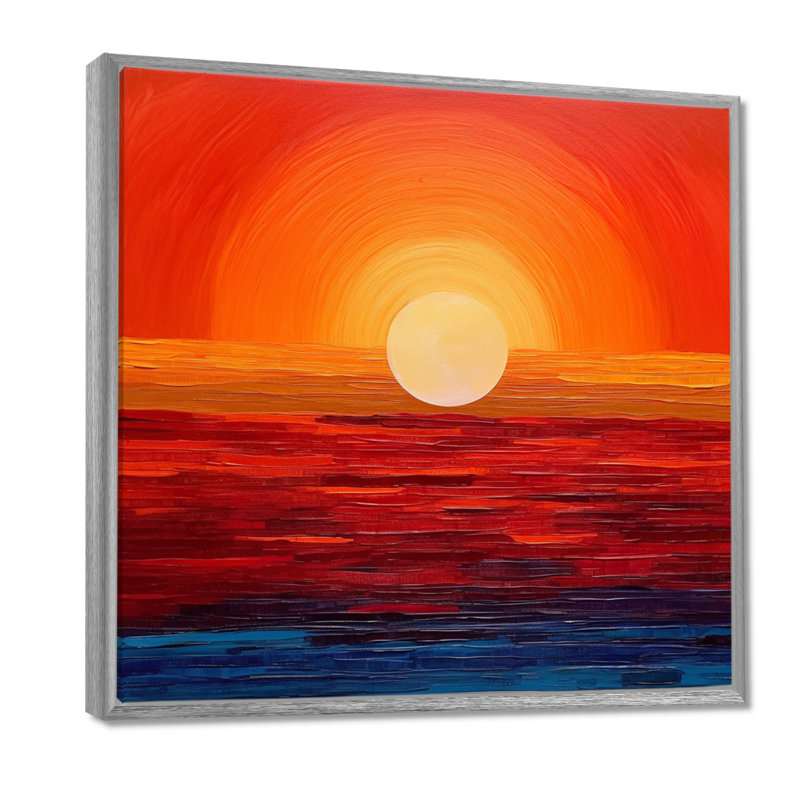 Orange jaune doré, coucher de soleil III, art mural coucher de soleil, H 16 po x l 16 po x P 1 po, Cadre argenté flottant