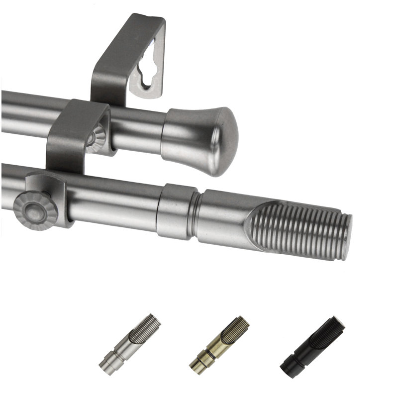 Tringle à rideaux double Slaytonville, De 28 po à 48 po de largeur, Nickel satiné
