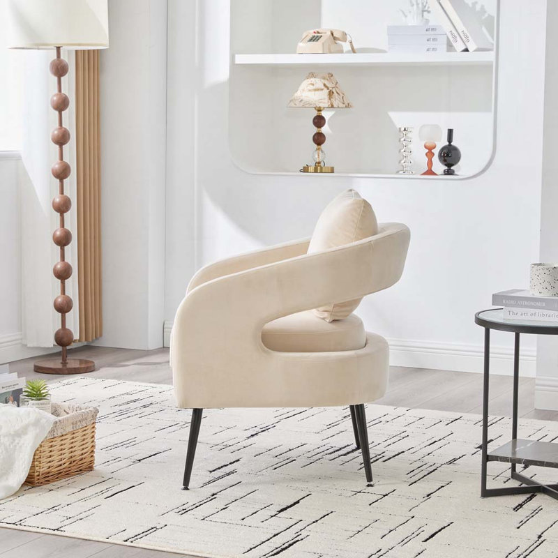 Chaise d'appoint rembourrée en velours, Beige