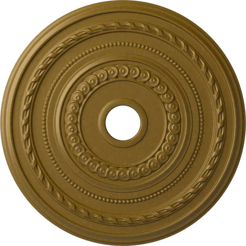 Endurathane Cole Ceiling Medallion, 25 3/8"OD x 3 3/8"ID x 1 3/8"P (Fits Canopies up to 9 1/8"), Hand-Painted Gold Finish