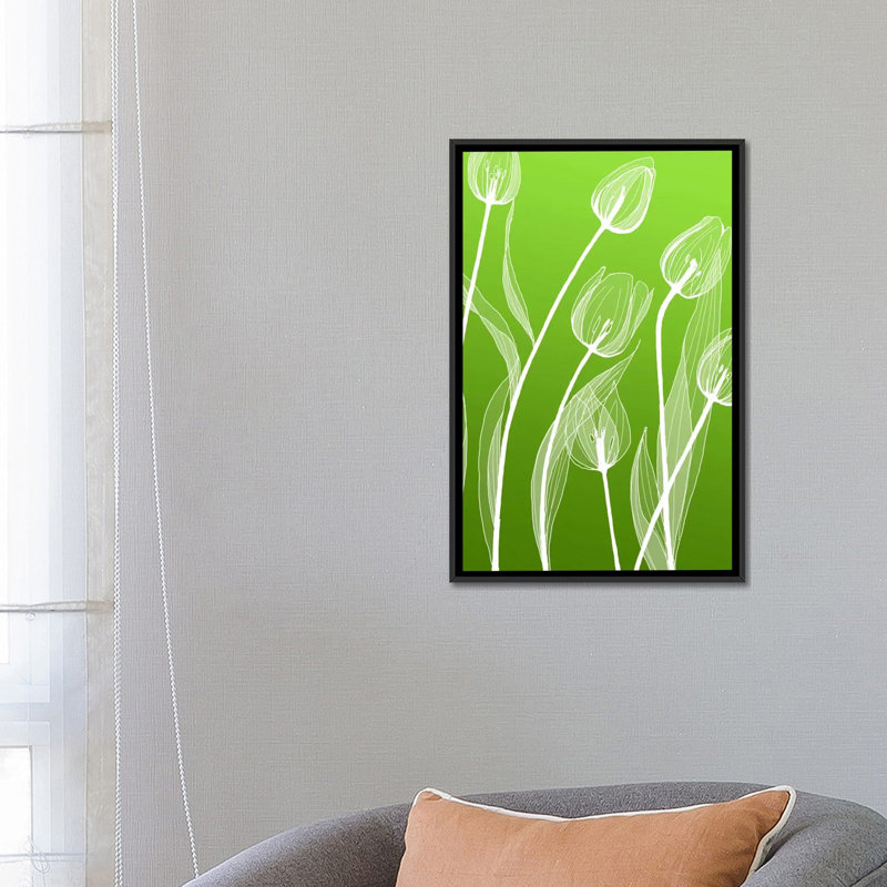 « floral iv », impression sur toile, H 26 po x l 18 po x P 1,5 po, Pas de tapis, Toile avec cadre noir