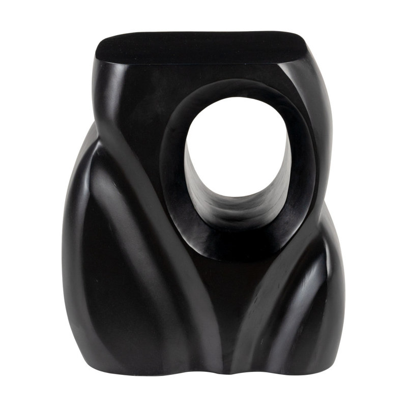 16" Black Solid Wood Figurine End Table