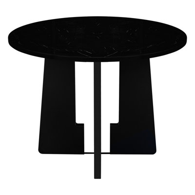 Table de salle à manger ronde de 43 po pour 4 personnes, noire, solide et 40 minutes pour l'installation, table de cuisine de 43 po, temps d'assemblage pratique