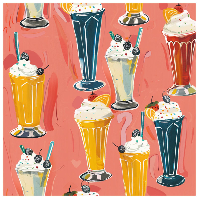 Milkshake Illustration Window Curtains, Milkshake Sheer & Blockout Curtains - 1 Panel, 50 po x 92 po - 1 panneau, Sheer