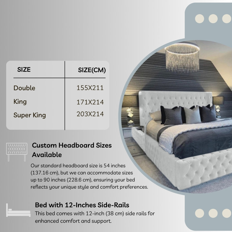 Aliyannah Upholstered Ottoman Storage Bed, Ice, Kingsize (5')