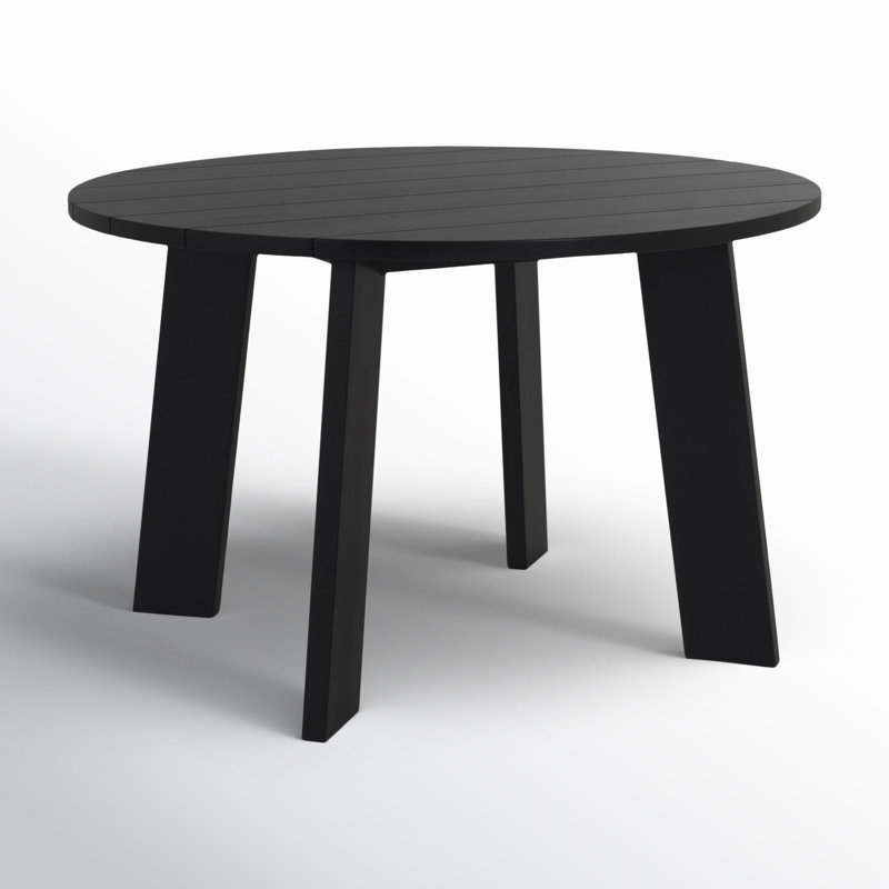 Pernelle 47" Round Outdoor Dining Table, Black/Black