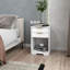 Table de chevet avec 2 tiroirs, table de bout, table de chevet avec espace ouvert, poignée dorée, design Morden, pour salon, chambre à coucher, assemblage facile, blanc