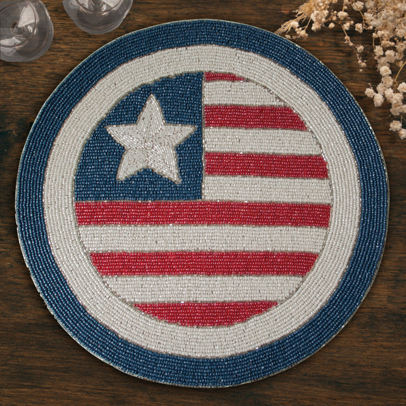 Ensemble de 2 napperons perlés patriotiques drapeau des États-Unis